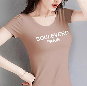Áo thun nữ MXM form ôm body in chữ Bouleverd trẻ trung mặc tôn dáng ( ANU023 )