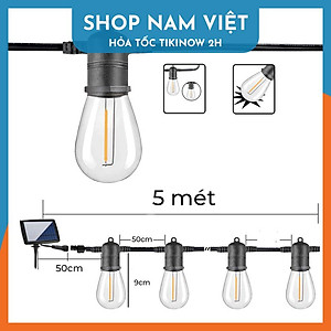 Dây Đèn LED Edison S14 Năng Lượng Mặt Trời Chống Nước Trang Trí Ngoài Trời - Chính Hãng NAVIVU