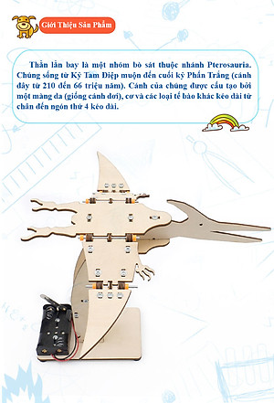 Bộ Đồ Chơi Khoa Học Và Công Nghệ Tự Làm DIY Wood Steam, Đồ Chơi Lắp Ghép STEM, Đồ Chơi Gỗ Cao Cấp Mô Hình Thằn Lằn Bay Pteranodon