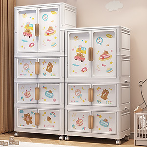 Tủ Nhựa Gấp Gọn Hoạt Hình Có Ngăn Treo Quần Áo Nubie, Hộp Gấp Đựng Đồ Thông Minh, Tháo Lắp Dễ Dàng, Có Thể Tách Tầng