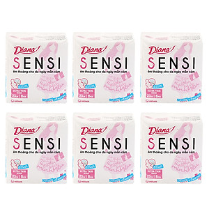 Combo 6 Băng Vệ Sinh Diana Sensi Siêu Mỏng Cánh (Gói 8 Miếng)