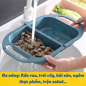Rổ Rửa Thực Phẩm Kèm Thau Tiện Lợi -Rổ Nhựa Thông Minh Đa Năng Cho Nhà Bếp -Rổ Xả Nước Gập Gọn Cầm Tay -Rổ Rửa Rau Gập Gọn