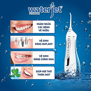Máy tăm nước cá nhân không dây Waterjet Flosser Cordless Maxi (4 đầu tăm, dùng được cho người niềng răng) - Bảo Hành 12 tháng