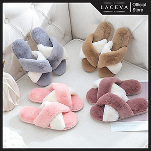 Dép Bông Đi Trong Nhà Đế Cao Su Đúc Cao Cấp LACEVA DP95