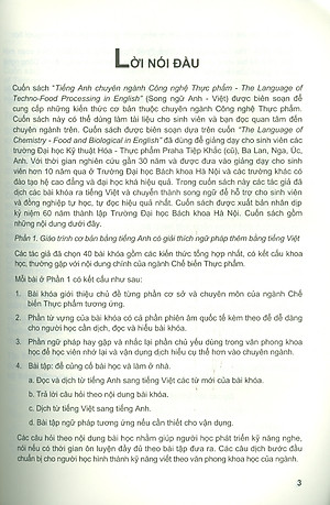 Tiếng Anh Chuyên Ngành Công Nghệ Thực Phẩm (Song Ngữ Anh - Việt ) - GS. TS. Nguyễn Thị Hiền chủ biên, ThS. Lê Thị Lan Chi, TS. Từ Việt Phú, PGS. TS. Lương Hồng Nga