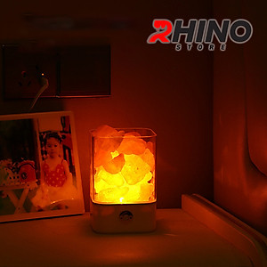 Đèn ngủ đá muối tự nhiên Rhino L901 thanh lọc không khí, 2 màu sắc - hàng chính hãng