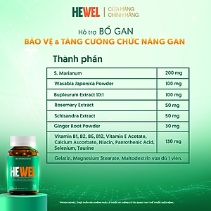 [Hộp 30v] Viên Uống Bổ Gan Hewel Ecogreen Giải Độc Gan Mát Gan, Hỗ Trợ Tiêu Hóa