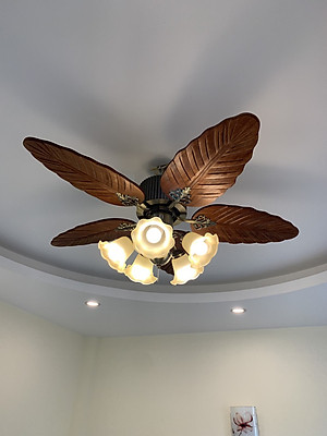Quạt trần trang trí 52KSA - 2520 - cánh hình lá gỗ tự nhiên độc đáo có tính thẩm mĩ cao - Tặng bộ điều khiển từ xa