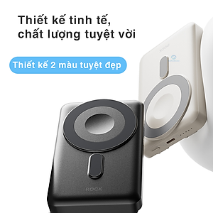Pin Sạc dự phòng không dây nam châm 5-in-1 ROCK P50 10000mAh 20W tích hợp chân đế giữ điện thoại - Hàng chính hãng bảo hành 12 tháng