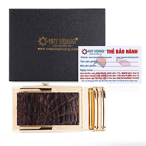 HC9213-14-15-16 - Đầu khóa da cá sấu Huy Hoàng 3,5 phân đầu vàng màu đen, nâu đất, vàng bò, nâu đỏ