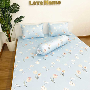 Ga chống thấm Cotton LoveMama họa tiết Hoa Tulip mềm mại thoáng mát loại 1
