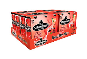 Thùng 24 Lon Nước Táo Lên Men Strongbow Vị Dâu Đỏ 320ml/lon