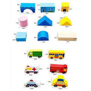 Đồ chơi mô hình lắp ráp thành phố gỗ 62 chi tiết quà tặng cho bé trẻ em
