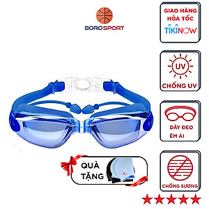 Kính Bơi Tráng Gương  kèm bịt tại cao cấp Cleacco chống sương mù , chống tia UV Hàng chính hãng - Tặng kèm nón bơi Silicon ( Màu ngẫu nhiên ) 