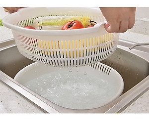 Bộ 01chậu & 01rổ nhựa Oval Sanada Seiko 5.3L cao cấp có tay cầm tiện dụng - Hàng nội địa Nhật Bản.