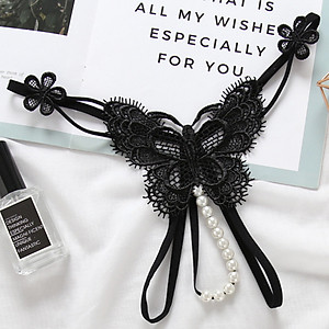  Quần lót hình bướm có hạt - Màu đen