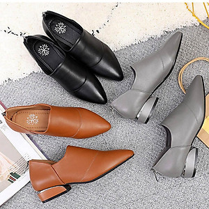 Giày boot nữ cao cấp cổ thấp phong cách hàn quốc 21204