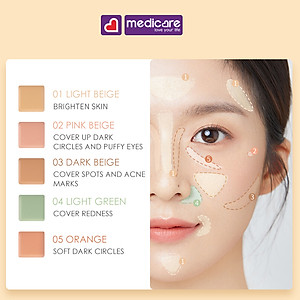 Che khuyết điểm FOCALLURE 5 màu color concealer paletter 4.3g