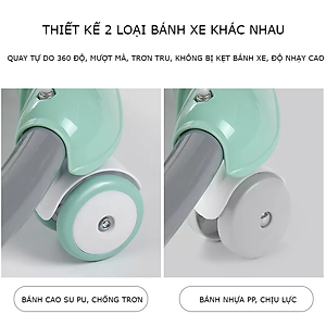Xe tập đi cho bé - Xe tập đi khung kim loại có bàn ăn dặm, tay đẩy chắc chắn, kèm đồ chơi và nhạc cho bé - XTD616
