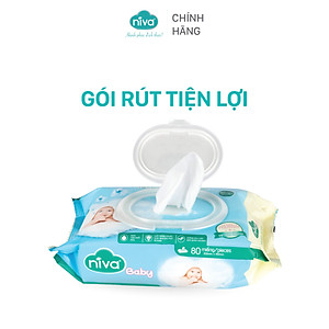 Khăn Ướt Đa Năng Không Mùi NIVA Gói 80 Tờ Tiện Dụng, Diệt Khuẩn, An Toàn Cho Trẻ Sơ Sinh Phụ Nữ Mang Thai
