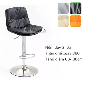Ghế cao ngồi quầy bar điều chỉnh độ cao Ghế bar nệm 2 lớp giả da nhập khẩu CB2283-P