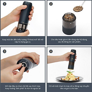 Combo 2 Máy Xay Tiêu Tự Động Bằng Điện Benchusch Trắng/ Đen/ Đỏ/ Xanh