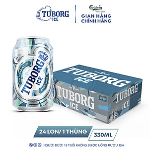 Thùng 24 lon Bia Lager Tuborg Ice (330ml/lon) - Độ cồn 4.3%