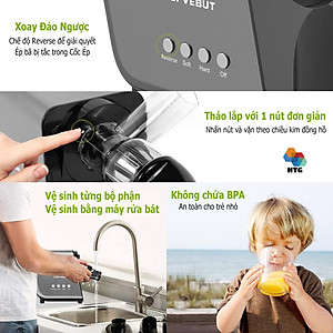 Máy Ép Chậm Ngang LUFVEBUT BP-800 hai tốc độ ép chậm biến đổi, dễ dàng vệ sinh, hàng chính hãng