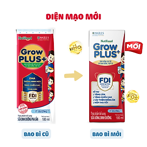 Thùng SBPS Nutifood GrowPLUS+ Suy Dinh Dưỡng Ít đường - Tăng Cân, Tăng Chiều Cao (48 Hộp x 180ml)