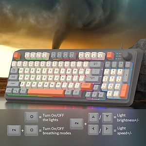 Bàn Phím Led Rainbow Gaming Giả cơ K82 có núm chỉnh âm lượng cho máy tính , laptop hàng nhập khẩu