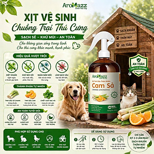 Xịt Tinh Dầu Vệ Sinh Chuồng Trại Thú Cưng , Khử Mùi Xua Đuổi Côn Trùng Nhiều Mùi Sả Chanh, Cam Sả, Vỏ Quế , Bạc Hà Chai Lớn 300ml