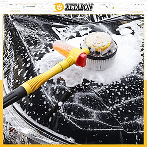Dụng Cụ Rửa Xe Hơi Ô Tô Tự Xoay 360 Độ, Rửa Xe Hơi Kết Hợp Bàn Chải Cọ Tự Động, Xoay Tròn 360, Tháo Lắp Dễ Dàng