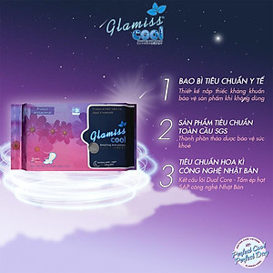 Combo 6 Băng vệ sinh ban đêm Glamiss Cool thảo dược  33.8cm siêu mát siêu khô thoáng