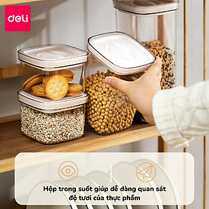 Hộp Nhựa Đựng Thực Phẩm Khô DELI- Hộp Nhựa Đựng Ngũ Cốc Đồ Khô Nắp Kín Chống Ẩm Mốc Nắp Kín Sắp Xếp Nhà Bếp Bảo Quản Thực Phẩm Phân Chia Thực Phẩm Chống Mùi Tủ Lạnh Chống Tràn Chống Rò Rỉ