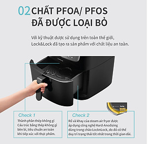Nồi Chiên Không Dầu Kết Hợp Chức Năng Hấp Lock&Lock EJF881 (7 lít) - Hàng Chính Hãng