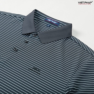 Áo Polo Nam VIỆT PHÁP Form Luxury - Thun Lụa Lạnh Sọc, lịch lãm, sang trọng 2A113