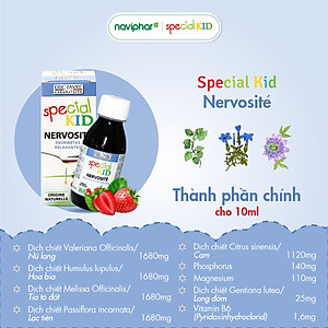 Siro Special Kid Nervosité - Hỗ trợ an thần, thư giãn thần kinh, giảm kích thích não bộ, giúp ngủ ngon, cải thiện chức năng não bộ sự tập trung phản xạ, trí nhớ - 125ml