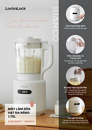 Máy làm sữa hạt đa năng Locknlock EJM486IVY heating blender - Dung tích 1.75L, 800W, 220V, 50Hz - Màu ngà - Hàng chính hãng
