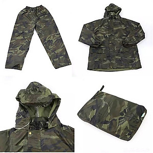 Bộ quần áo đi mưa hoạ tiết rằn ri, chất liệu vải dù siêu bền - Hàng chính hãng