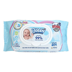 Khăn Ướt Em Bé Bobby Không Mùi Gói 100 Miếng