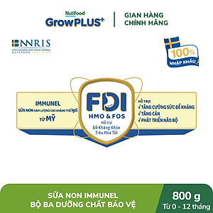 Sữa Bột Nutifood Sweden GrowPLUS+ Sữa Non Immunel từ 0 - 12 tháng lon 800g