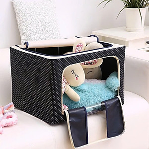 Túi vải đựng đồ quần áo khung thép chịu lực - Hộp đựng thú nhồi bông, sách vở, chăn màn, đồ chơi bằng vải- Tủ vải loại lớn 66L chính hãng LuckyDecor