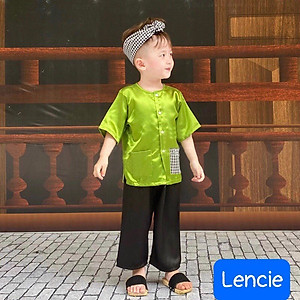 Bộ bà ba cho bé trai đi chơi biểu diễn đẹp từ 12-40kg chất lụa mềm mát (kèm khăn)