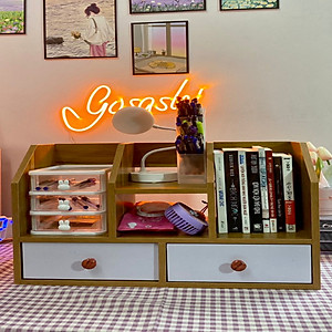 Kệ Sách Để Bàn Chữ H , Kèm 2 Ngăn Kéo Cao Cấp Gỗ MDF Mẫu 7 - Thương Hiệu Gosashi - KSDBchuH