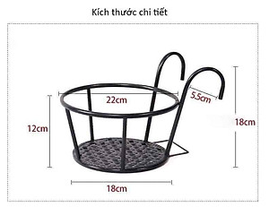 set 3 kệ để hoa ban công có móc treo bằng sắt - mầu đen 