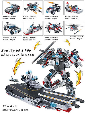 Đồ chơi lắp ráp trẻ em bằng nhựa ABS an toàn -Tàu chiến MECH và SIEU ROBOT BẢO VỆ TRÁI ĐẤT-  