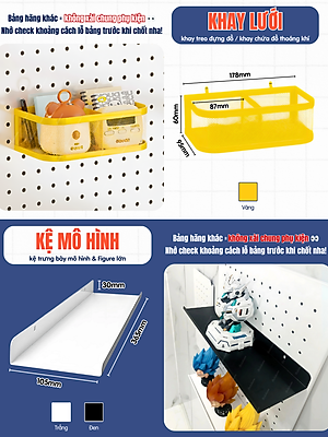 Phụ kiện hộp bút + khay đựng + kệ L ngắn + kệ L Dài + móc treo Dola Home - Phụ kiện bảng lỗ Pegboard kim loại