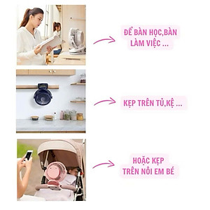 Quạt Mini Tích Điện Kẹp Bàn F60 - 5 Tốc Độ Gió, Xoay 720 Độ, Lồng Quạt 15cm, Sạc Type C - HÀNG CHÍNH HÃNG MINIIN