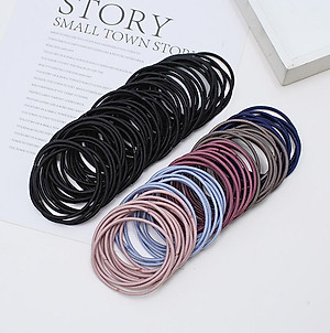 Set 100 dây thun cột tóc, chun buộc tóc hàn quốc nhiều màu tiện dụng - ZBT01