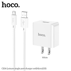 Bộ sạc điện thoại cho Iphone và Android hoco. C106 cổng USB sạc nhanh 2.1A dây dài 1M, dòng điện ổn định an toàn bảo vệ máy - Hàng Chính Hãng
